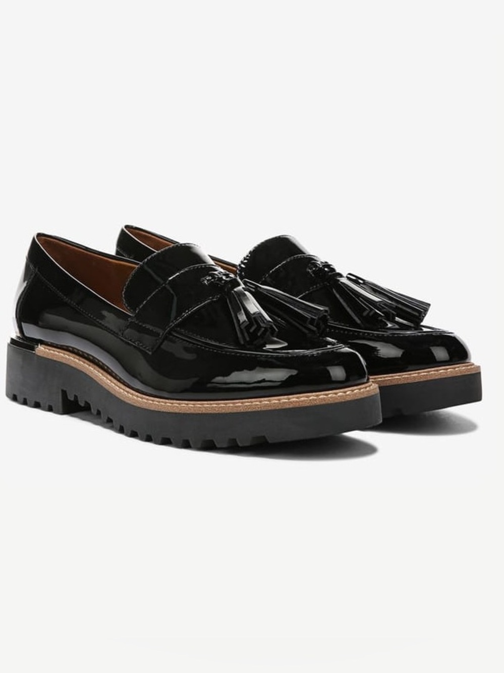 NWOT - FRANCO SARTO TASSEL Black Patent Non-Slip Sole Loafers - Women 7.5W